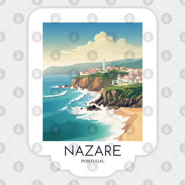 A Pop Art Travel Print of Nazare - Portugal Sticker by Studio Red Koala